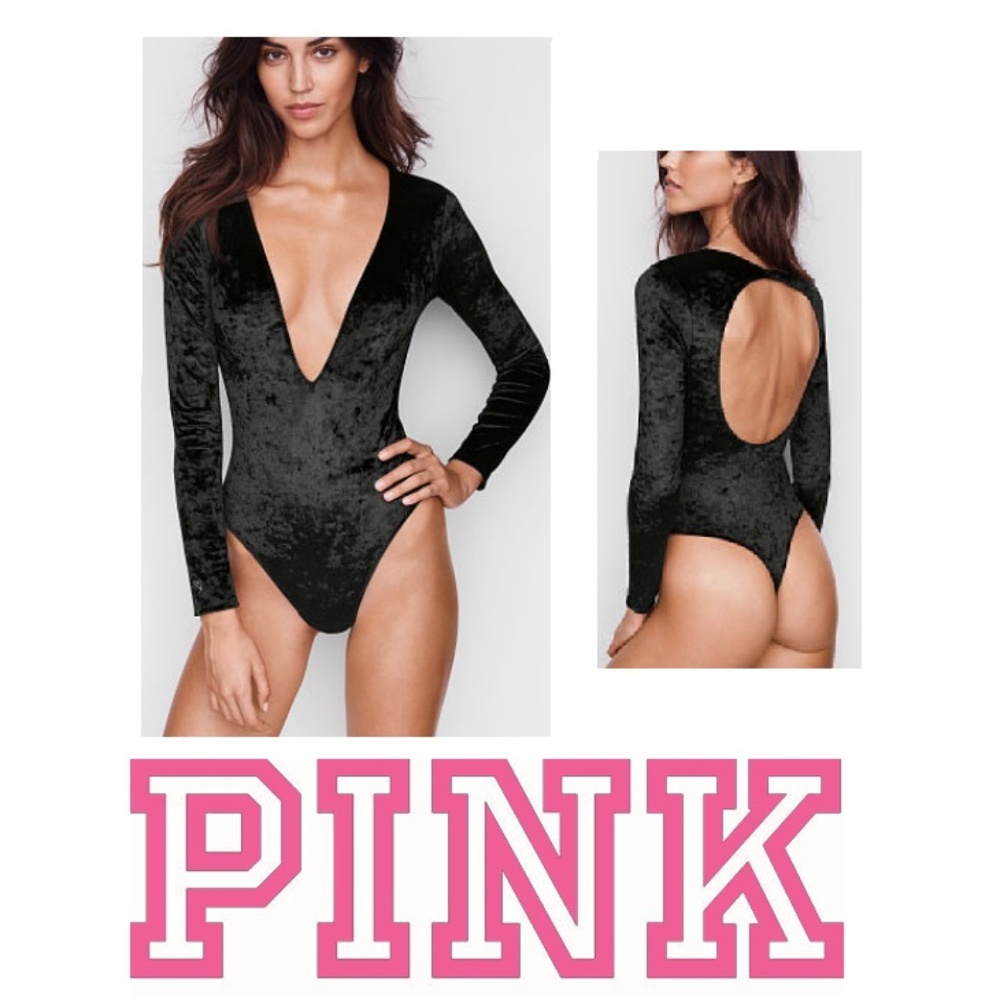Crushed Velvet Plunge Bodysuit‎ M/L